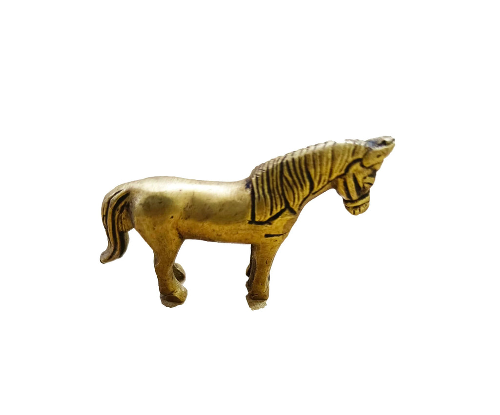 Large Golden Brass Standing Horse Sculpture Creative Tableware Showpiece for Home Decor Vastu Statue Running Horse Desk Ornament