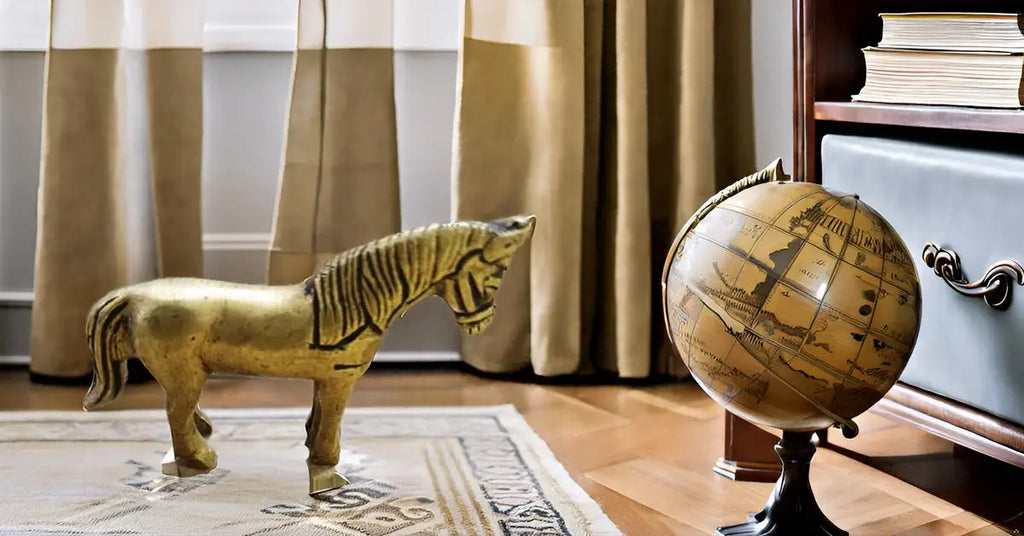 Large Golden Brass Standing Horse Sculpture Creative Tableware Showpiece for Home Decor Vastu Statue Running Horse Desk Ornament