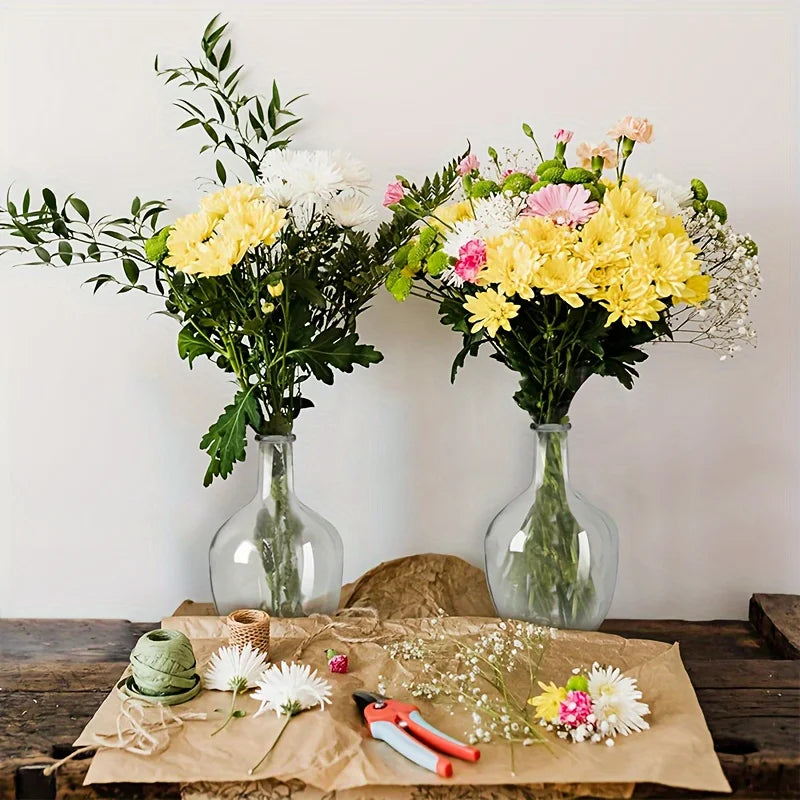 Modern Crystal Clear Glass Vase with Floral Design Elegant Cylindrical Shape for Home Office Decor Perfect