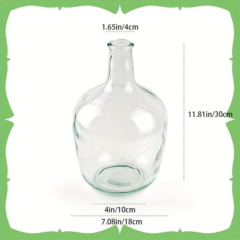 Modern Crystal Clear Glass Vase with Floral Design Elegant Cylindrical Shape for Home Office Decor Perfect