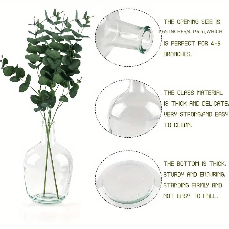 Modern Crystal Clear Glass Vase with Floral Design Elegant Cylindrical Shape for Home Office Decor Perfect