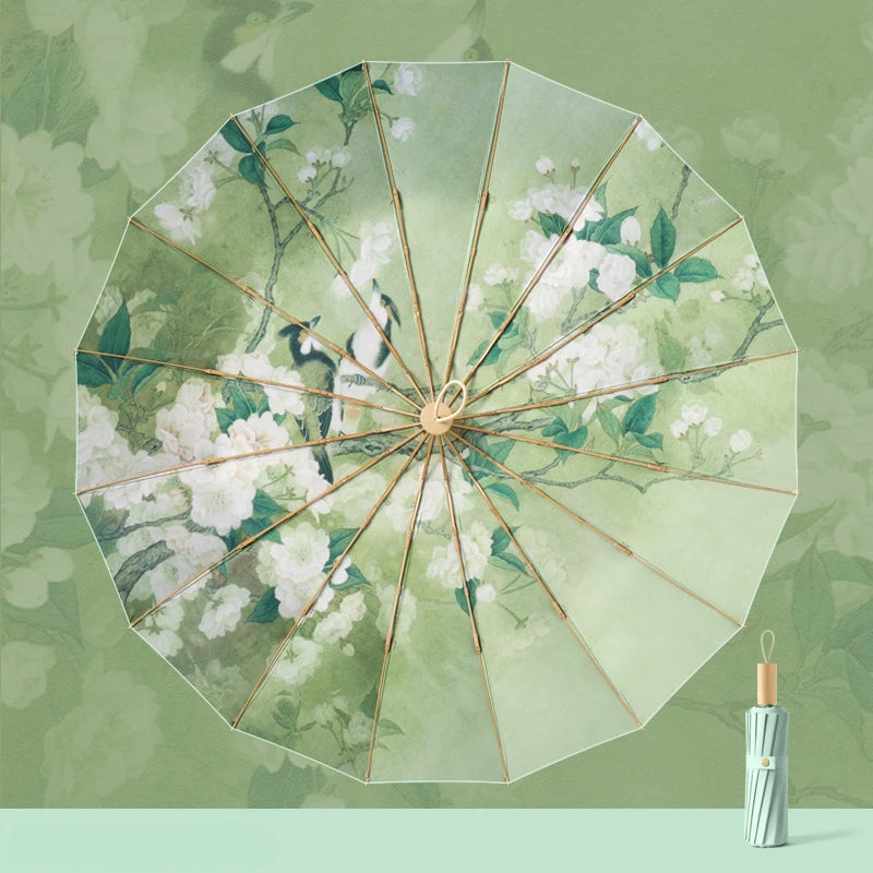 Large Sunscreen UV Sun Umbrella for Women, Printing Folding Rain Umbrellas,Sunny and Rainy Dual-purpose Umbrellas Female Parasol