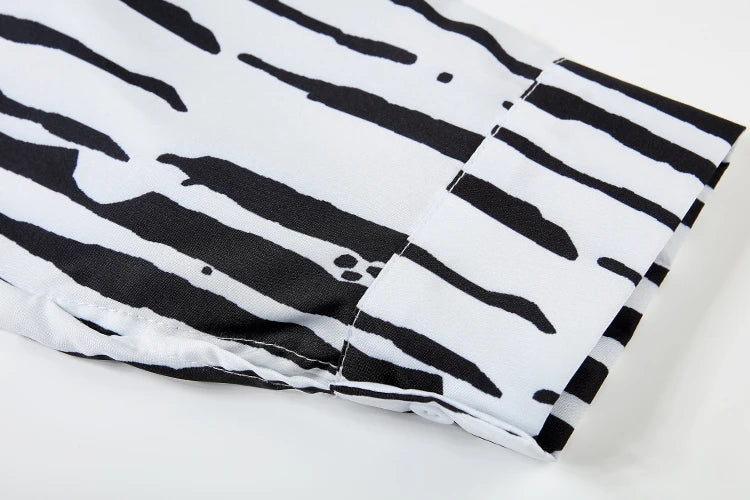 Women's Fashion Printed Long Sleeve Shirt And Straight Leg Pants Set European American Style Loose Fit Clothing Outfit