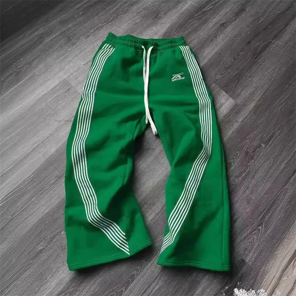 Y2k Gray Casual Pants Vintage Functional Tactical Men's Women's Premium Jogging Wide Leg Pants Drawstring Streetwear Sweatpants