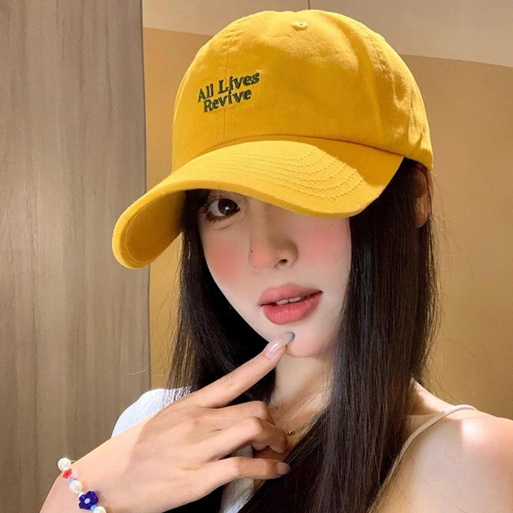  Women Embroidery Baseball Cap Summer Letter Cotton Duck Tongue Hat Outdoor Sunshade Girl Peaked Caps