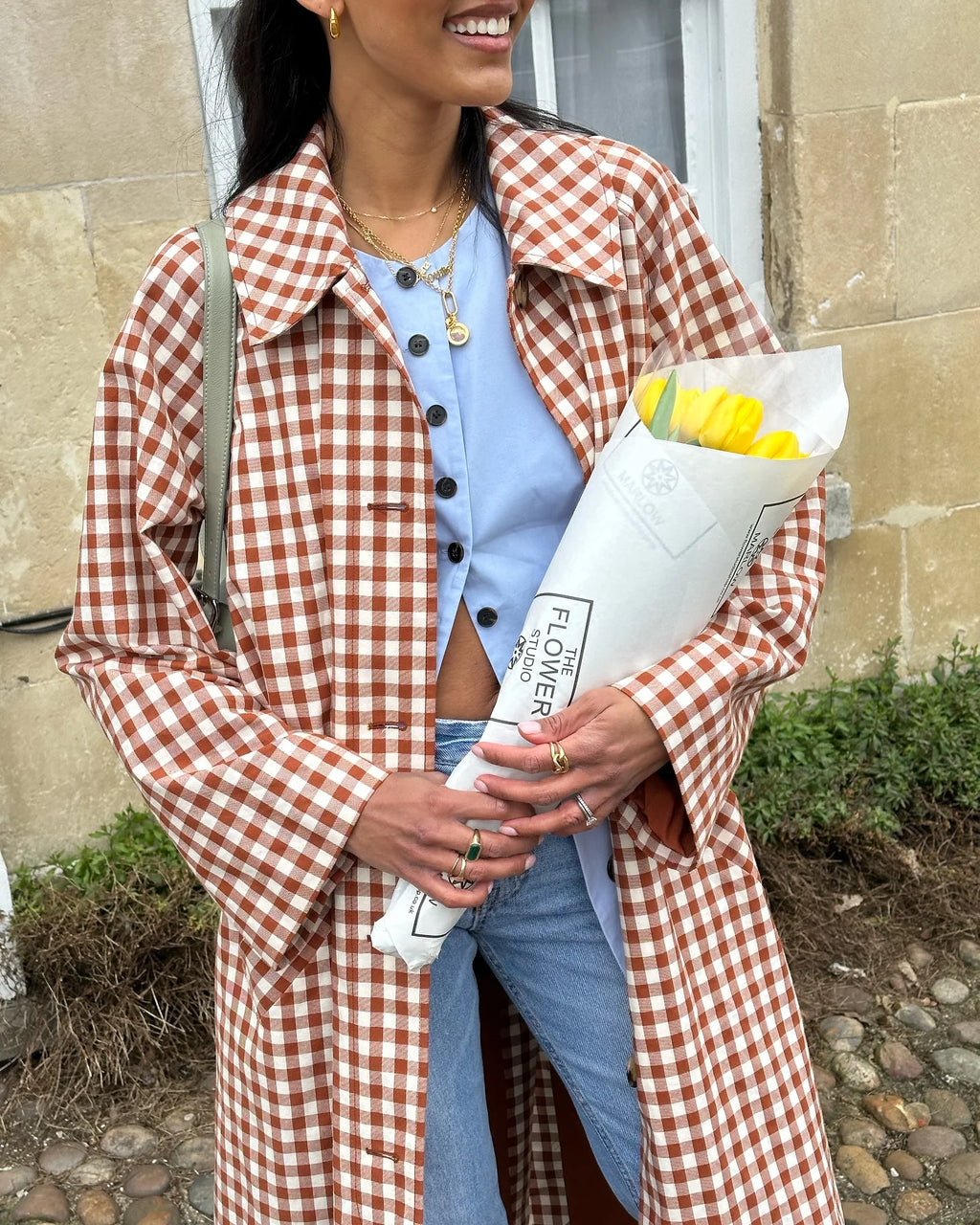 Women Red Plaid Long Trench Coat Casual Lapel Single Breasted Full Sleeve Windbreaker Jacket 2025 Autumn New Lady Streetwear