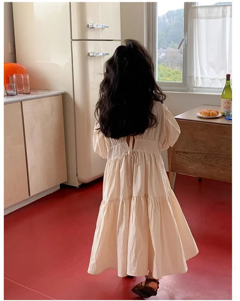 Girl Summer Puffy Dresses Kids Princess Puff Sleeve Ball Gown Children Birthday Cute Clothes Teenager Casual Fashion Vestidos