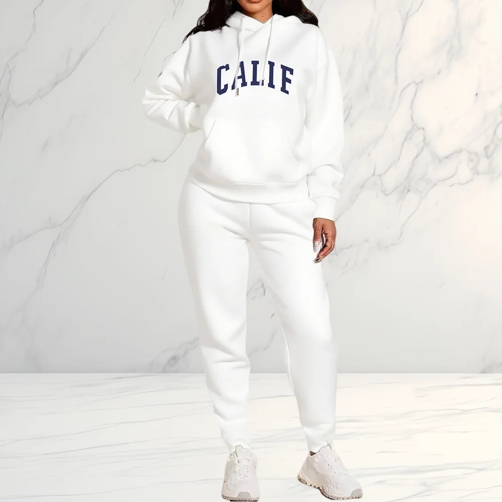 Women's Sets Hoodies Pants 2 Piece Outfits Aesthetic Sportswear Sweatsuit Graphic Letter Print Plus Size Pink Tracksuit Pant Set