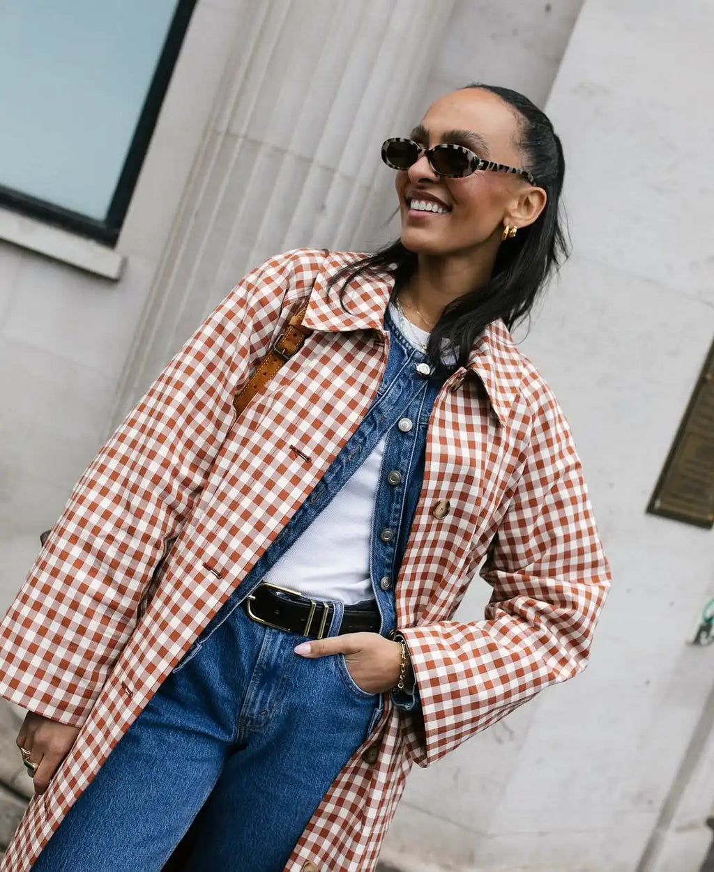 Women Red Plaid Long Trench Coat Casual Lapel Single Breasted Full Sleeve Windbreaker Jacket 2025 Autumn New Lady Streetwear