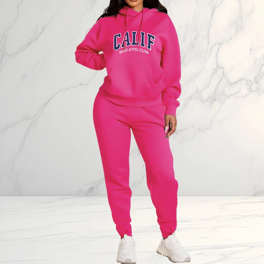 Women's Sets Hoodies Pants 2 Piece Outfits Aesthetic Sportswear Sweatsuit Graphic Letter Print Plus Size Pink Tracksuit Pant Set