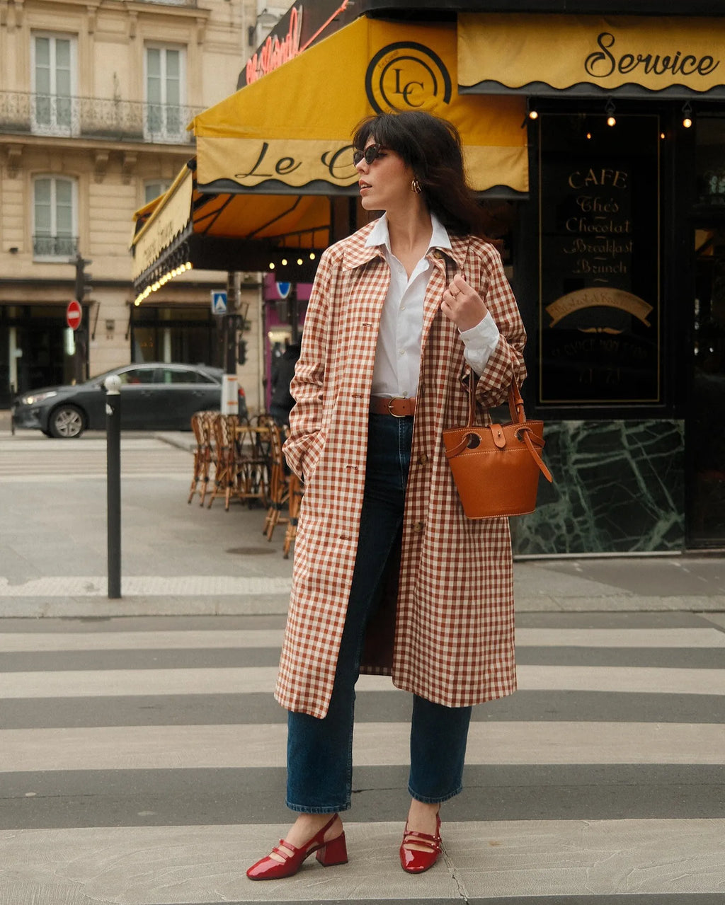 Women Red Plaid Long Trench Coat Casual Lapel Single Breasted Full Sleeve Windbreaker Jacket 2025 Autumn New Lady Streetwear