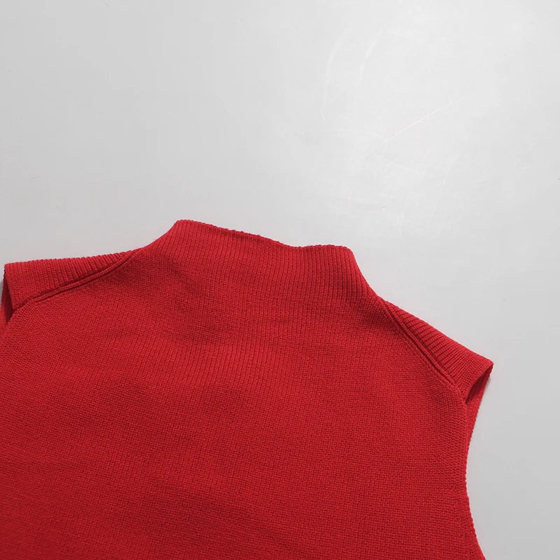 TWOTWINSTYLE Solid Spliced Shawl Chic Dress Female Turtleneck Sleeveless Slimming Elegant Streetwear Women's Dresses Fashion New