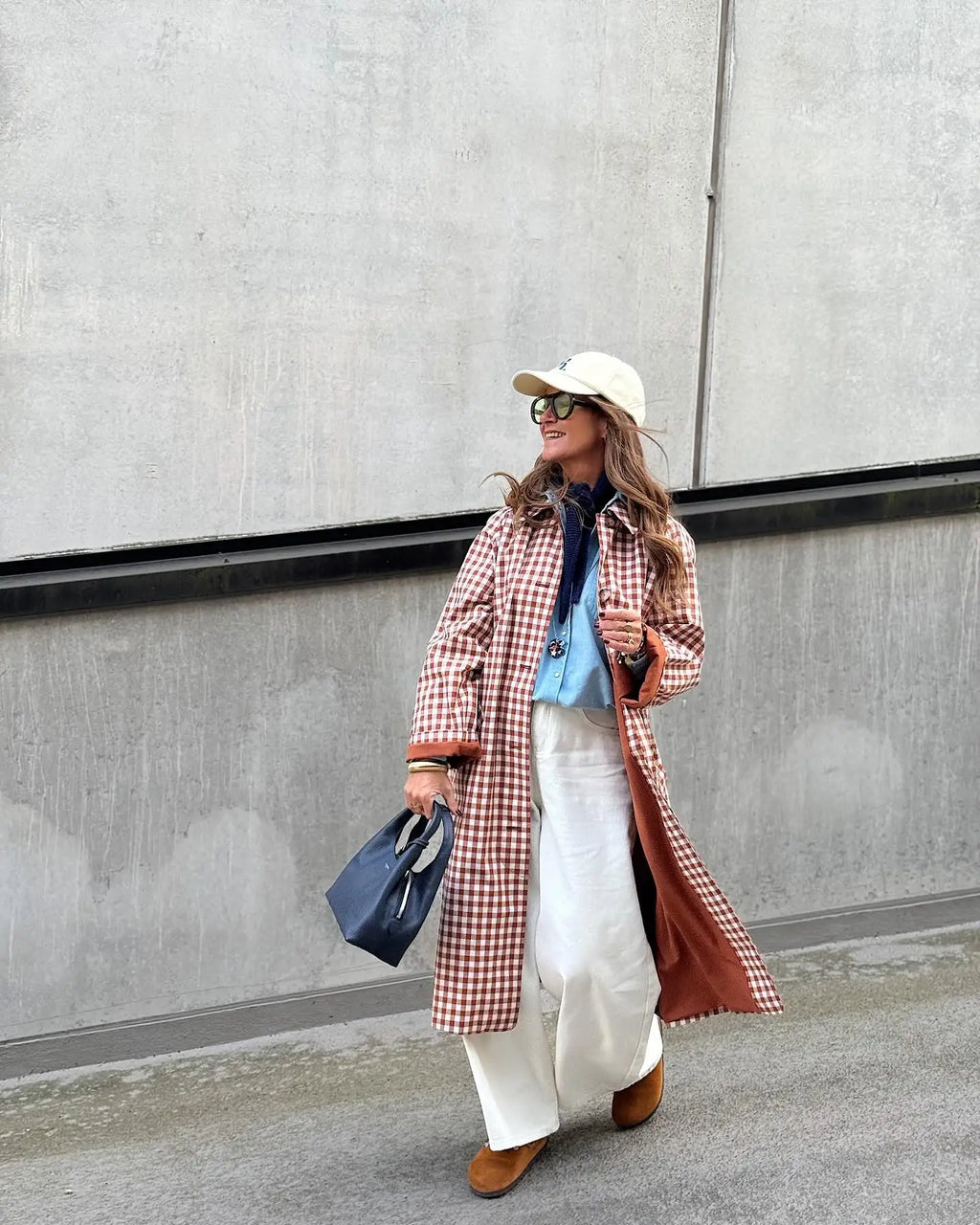 Women Red Plaid Long Trench Coat Casual Lapel Single Breasted Full Sleeve Windbreaker Jacket 2025 Autumn New Lady Streetwear
