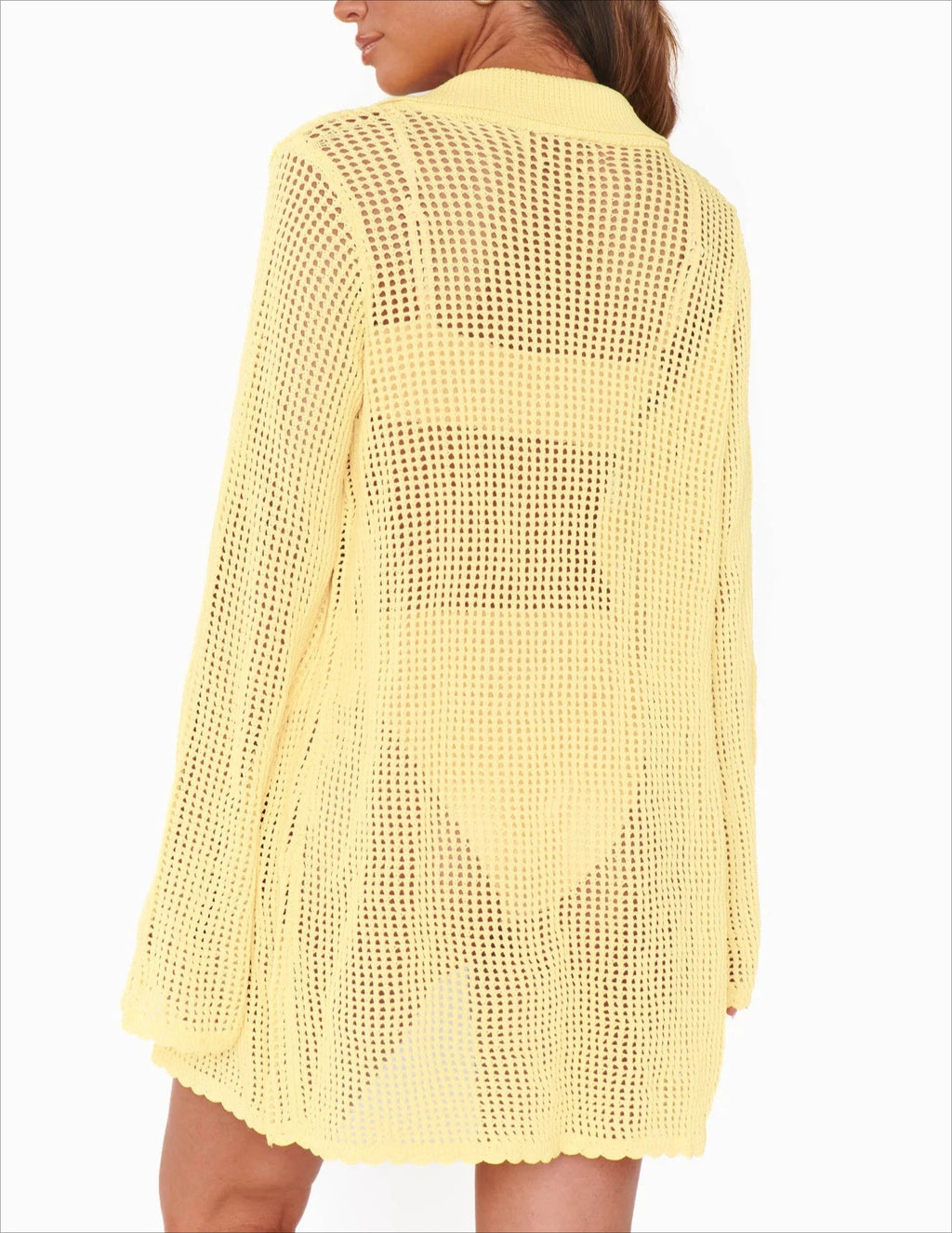 2026 Summer Women's Loose V Neck Button Cardigan Women's Sexy Knit Beach Mini Dress Swimsuit Cover Up Casual Vacation Wear K187