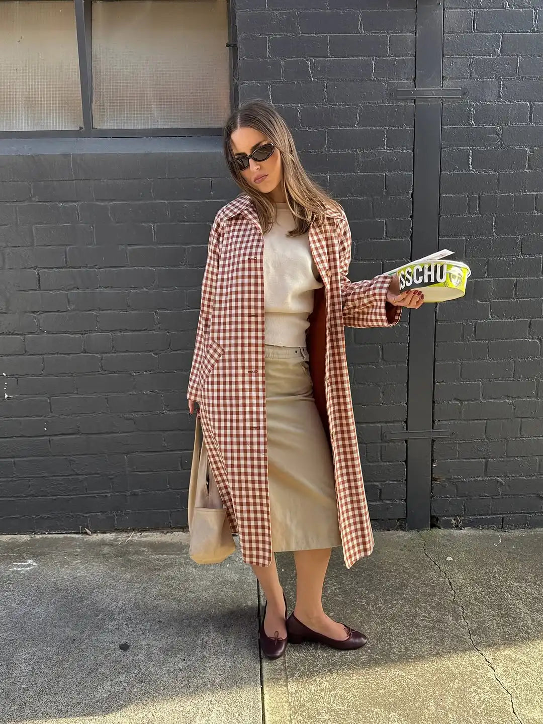 Women Red Plaid Long Trench Coat Casual Lapel Single Breasted Full Sleeve Windbreaker Jacket 2025 Autumn New Lady Streetwear