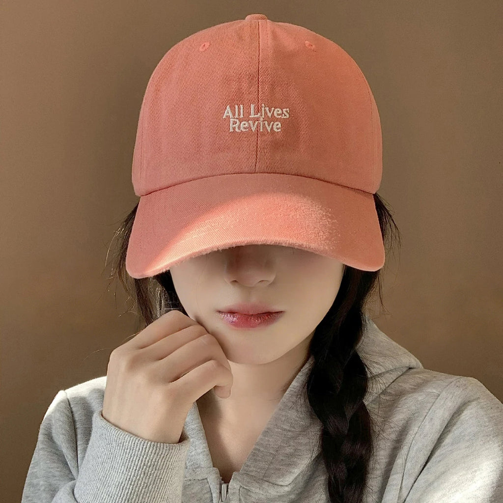  Women Embroidery Baseball Cap Summer Letter Cotton Duck Tongue Hat Outdoor Sunshade Girl Peaked Caps