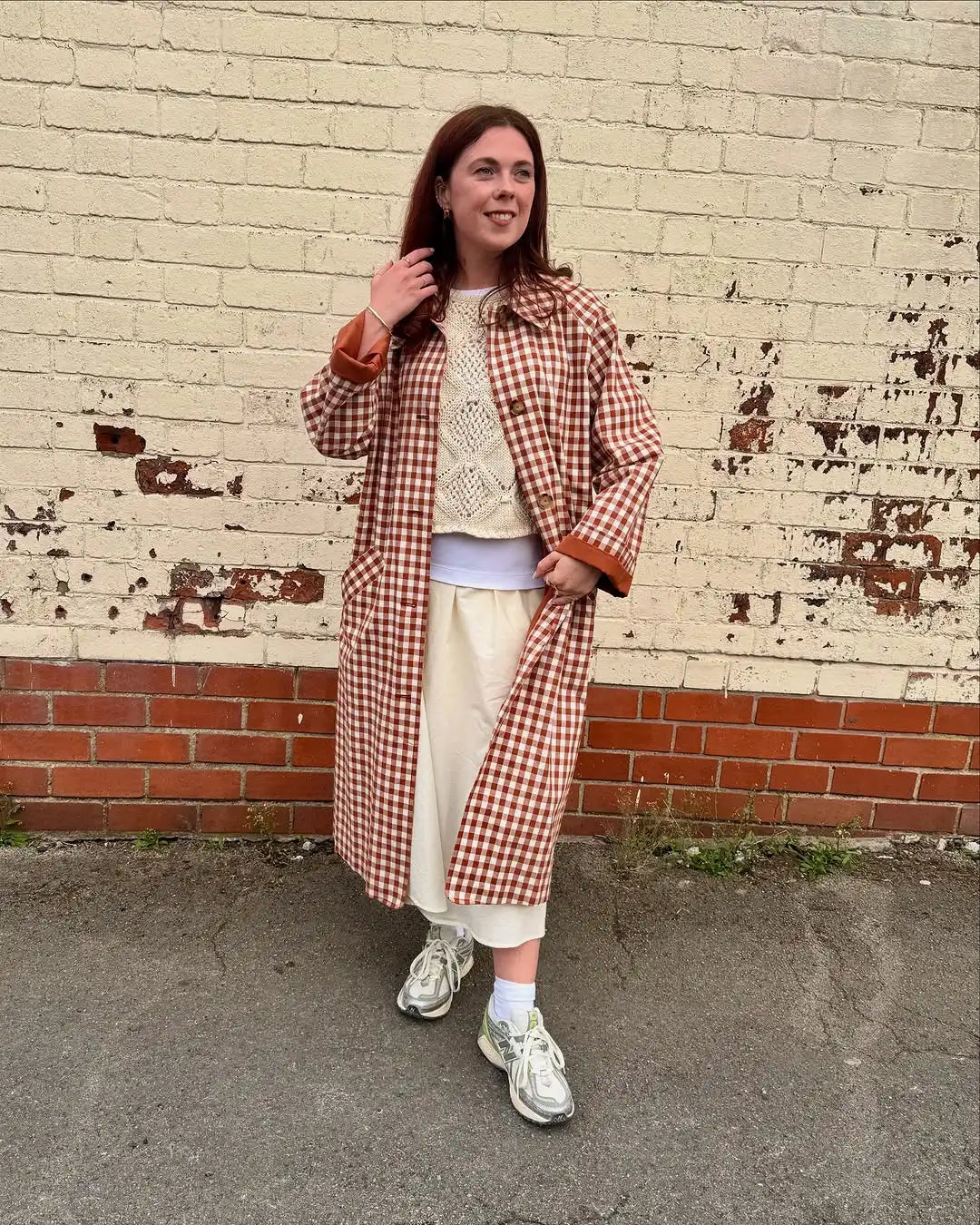 Women Red Plaid Long Trench Coat Casual Lapel Single Breasted Full Sleeve Windbreaker Jacket 2025 Autumn New Lady Streetwear