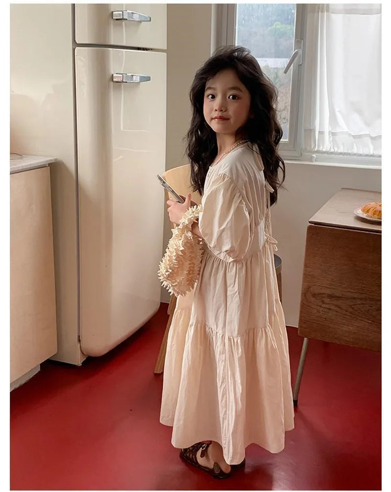 Girl Summer Puffy Dresses Kids Princess Puff Sleeve Ball Gown Children Birthday Cute Clothes Teenager Casual Fashion Vestidos