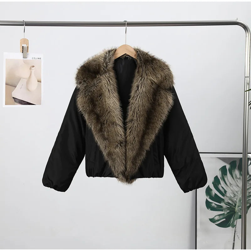 Elegant Fur Collar Hood Belt Long Cotton Jacket Women Zipper Drawstring Waist Parka Down Coat 2025 Winter Lady Warm Chic Outwear