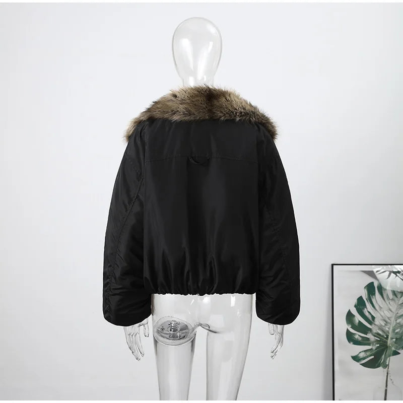 Elegant Fur Collar Hood Belt Long Cotton Jacket Women Zipper Drawstring Waist Parka Down Coat 2025 Winter Lady Warm Chic Outwear