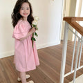 Girls Dress Holiday Style Sweet Bubble Sleeve 2-8Years Old Yellow Pink Knee-length Children's Clothing Princess Dresses