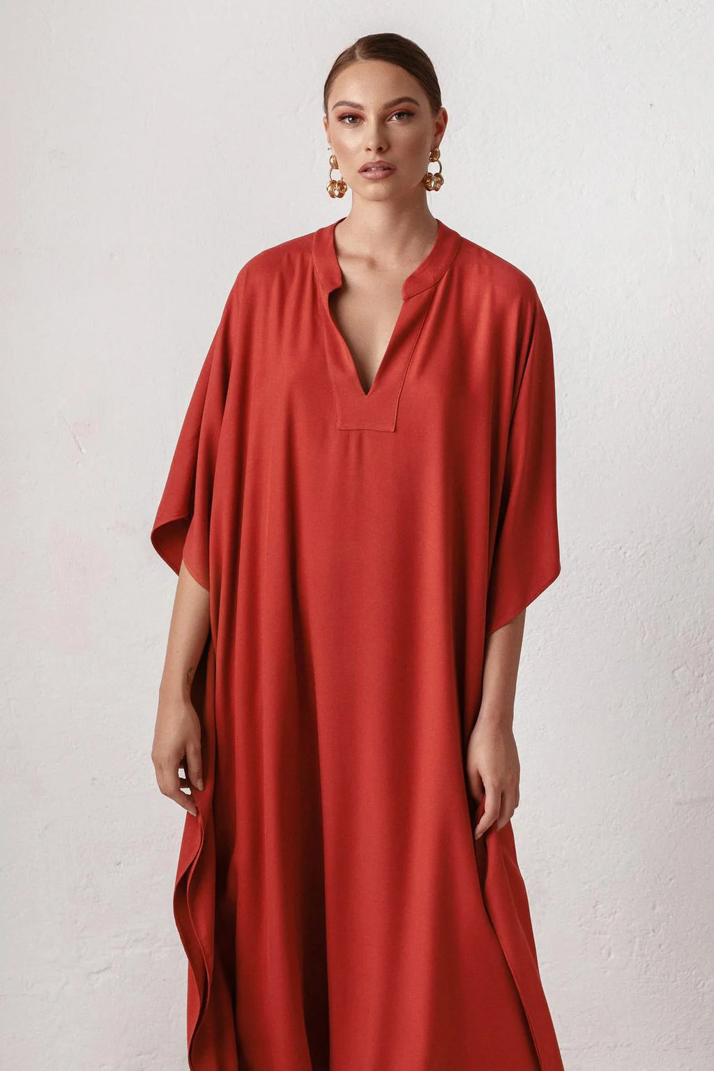 Swimsuit Cover Up Women Kaftan Beach Tunic Solid V Neck Elegant Summer Long Dress Loose Beachwear Bathing Suit Swimwear