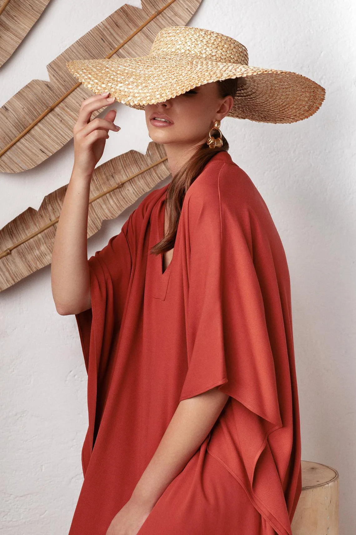 Swimsuit Cover Up Women Kaftan Beach Tunic Solid V Neck Elegant Summer Long Dress Loose Beachwear Bathing Suit Swimwear