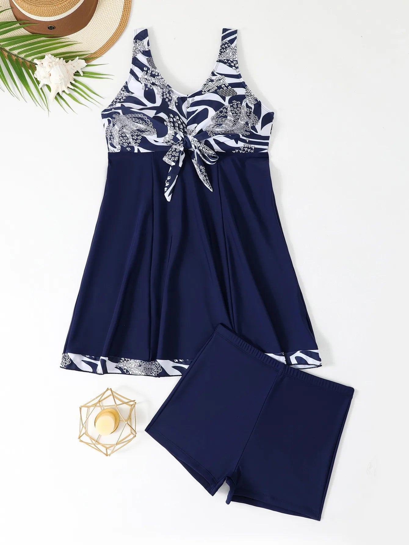 Vigoashely 2026 Sexy Blue Patchwork Tankini High Waist Push UP Swimsuit Women Swimwear Biquinis Lady Strapped Beach Bathing Suit