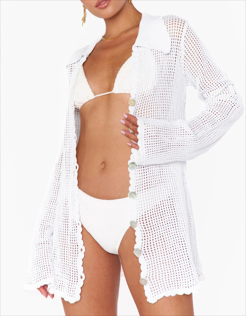 2026 Summer Women's Loose V Neck Button Cardigan Women's Sexy Knit Beach Mini Dress Swimsuit Cover Up Casual Vacation Wear K187