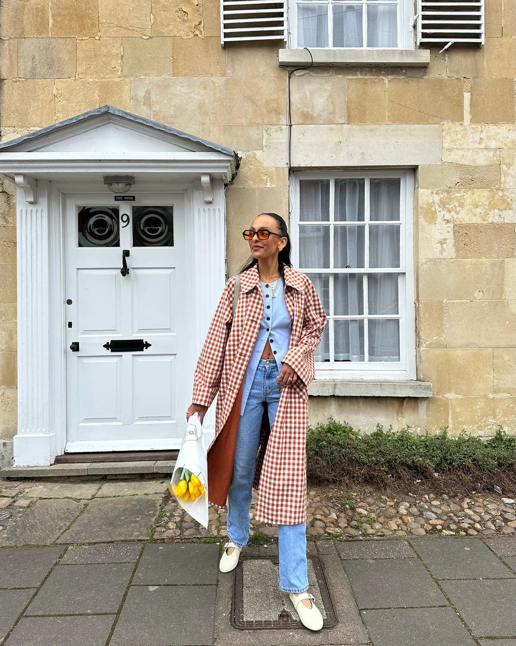 Women Red Plaid Long Trench Coat Casual Lapel Single Breasted Full Sleeve Windbreaker Jacket 2025 Autumn New Lady Streetwear