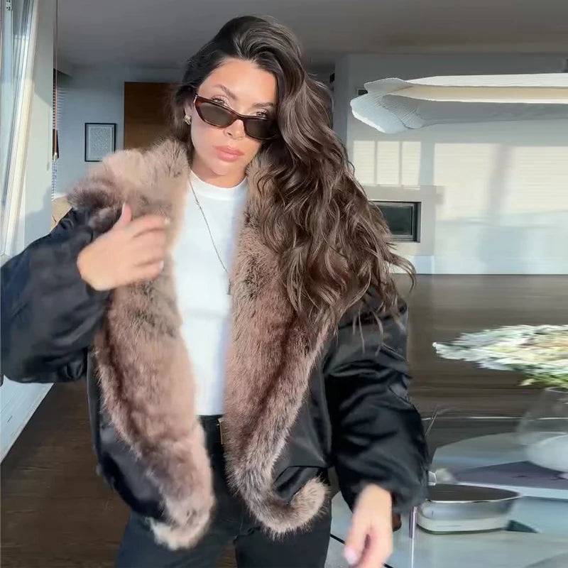 Elegant Fur Collar Hood Belt Long Cotton Jacket Women Zipper Drawstring Waist Parka Down Coat 2025 Winter Lady Warm Chic Outwear
