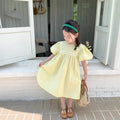Kids Babys Girls Dress Summer New Vacation Bubble Short Sleeve Little Girls Dress French Solid Thin Belle Girls Princess Dresses