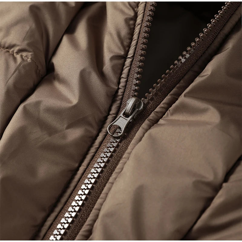 Elegant Fur Collar Hood Belt Long Cotton Jacket Women Zipper Drawstring Waist Parka Down Coat 2025 Winter Lady Warm Chic Outwear
