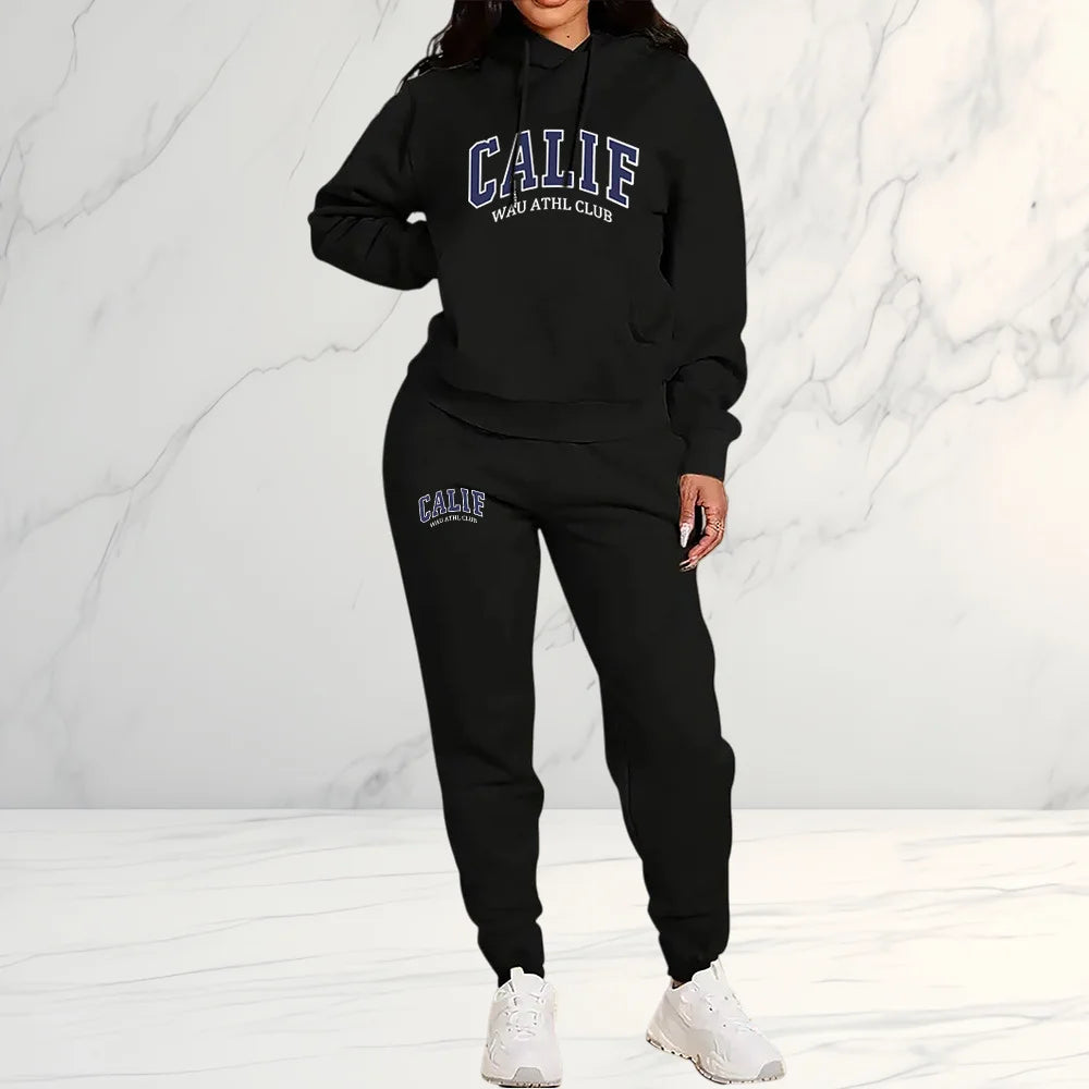Women's Sets Hoodies Pants 2 Piece Outfits Aesthetic Sportswear Sweatsuit Graphic Letter Print Plus Size Pink Tracksuit Pant Set